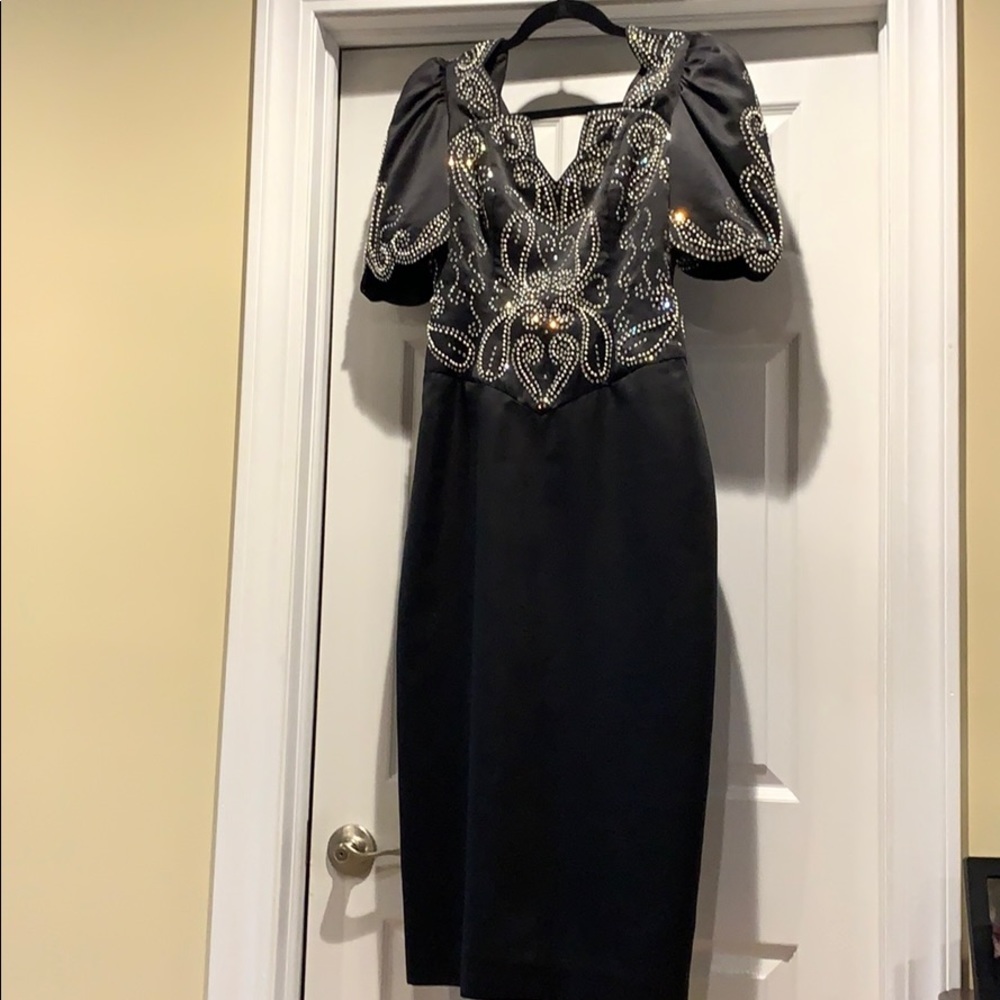 Rose Taft beaded evening gown